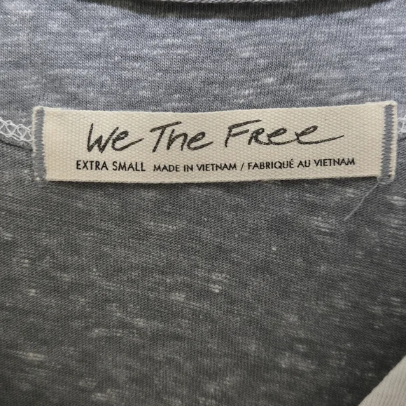 WE THE FREE Oversized Raglan Sleeve Tee V-Neck Gray White Size Extra Small - Picture 5 of 10